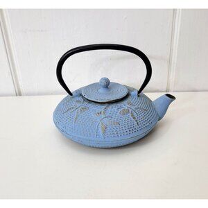 Cast Iron Blue Butterfly Japanese Teapot with Insert